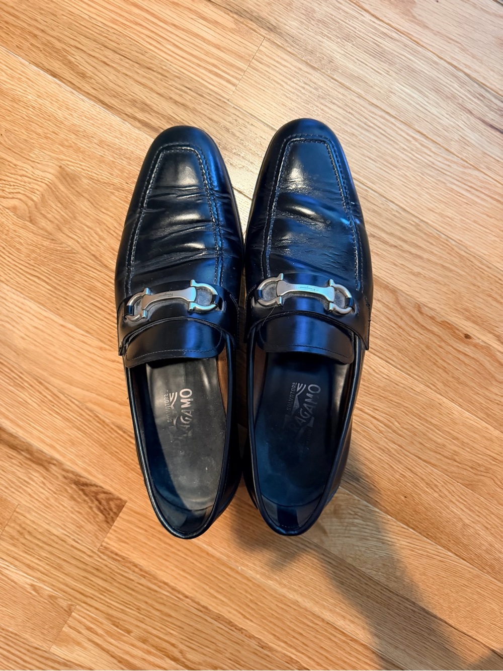 Salvatore Ferragamo Black Leather Horsebit Loafers